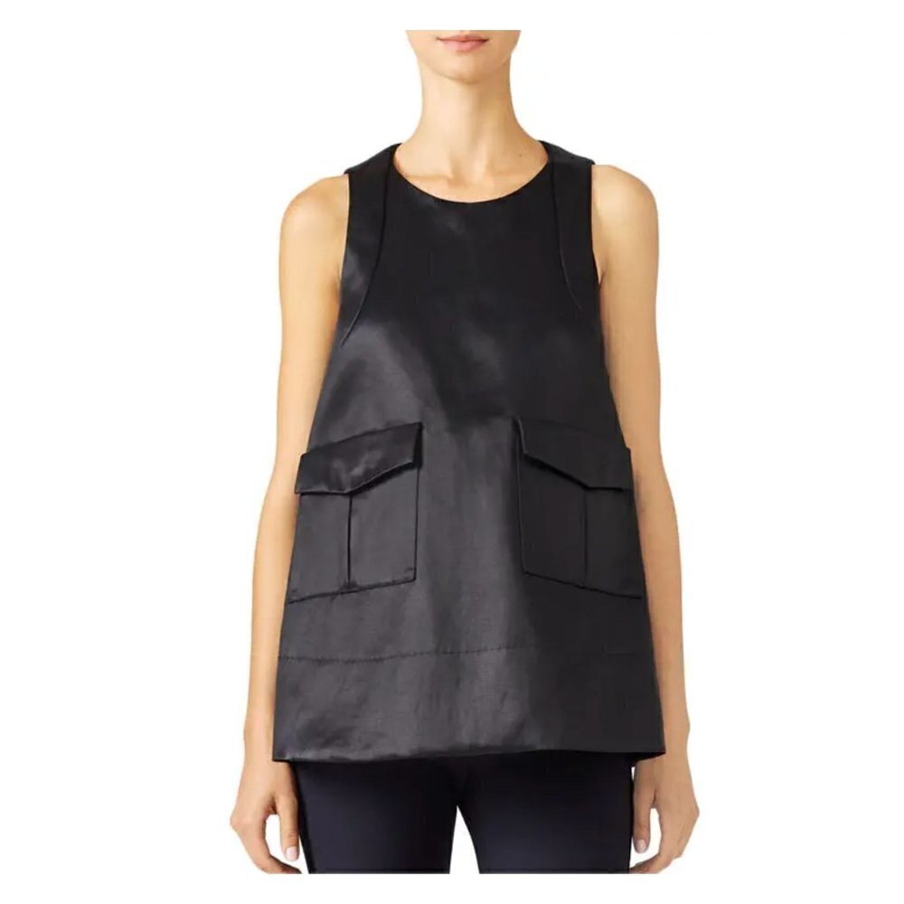 Carven Sleek Pocket Top Black Womens Size 38 US 6